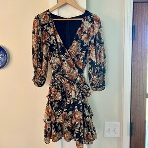 Boutique Floral Mini Wrap Dress